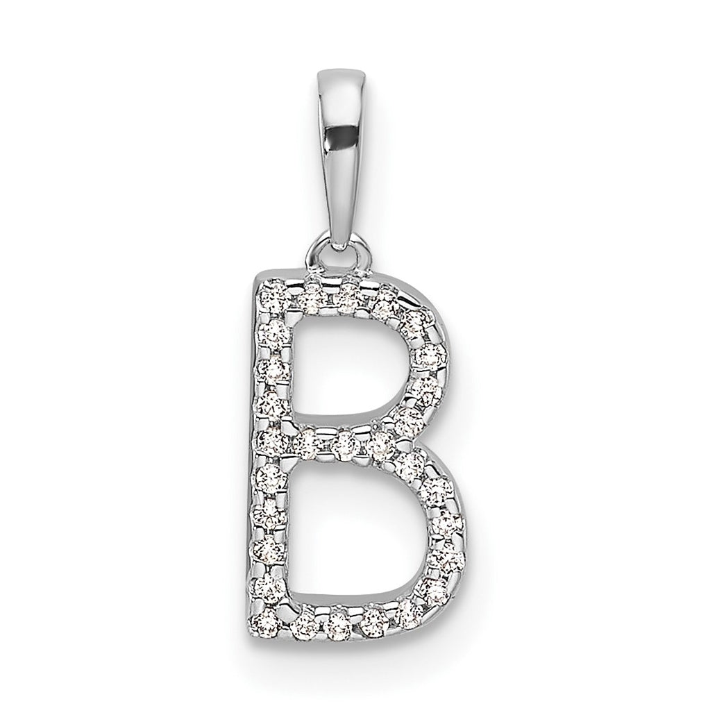 14K White Gold Letter B Diamond Initial Pendant