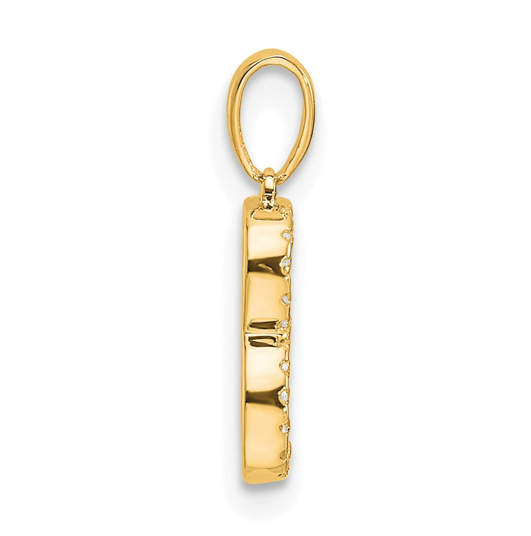 14K Yellow Gold Letter B Diamond Initial Pendant