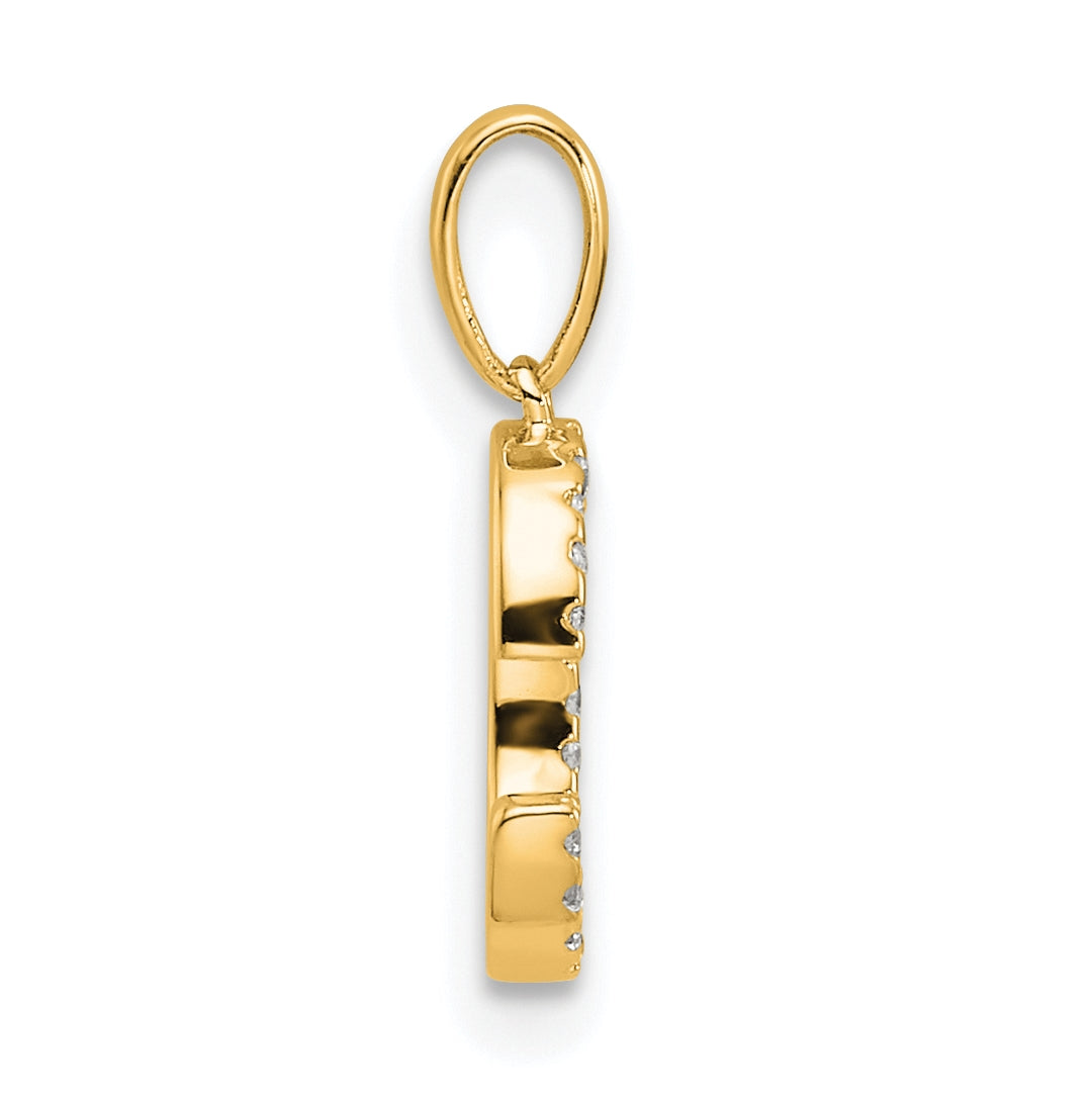 10K Yellow Gold Letter C Diamond Initial Pendant