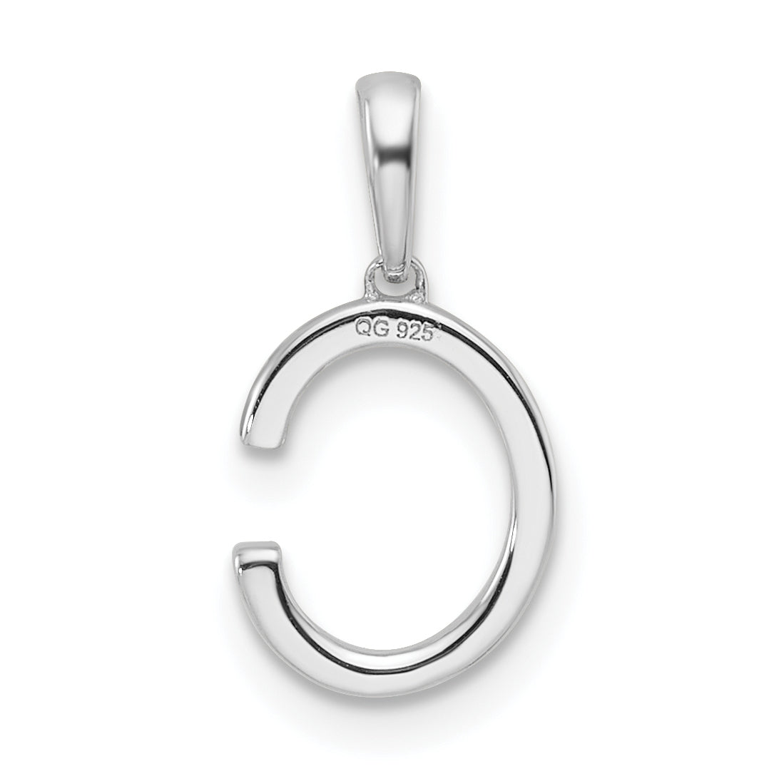 14K White Gold Letter C Diamond Initial Pendant