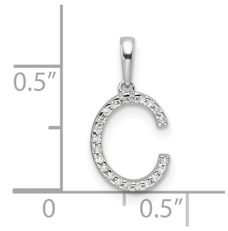 14K White Gold Letter C Diamond Initial Pendant