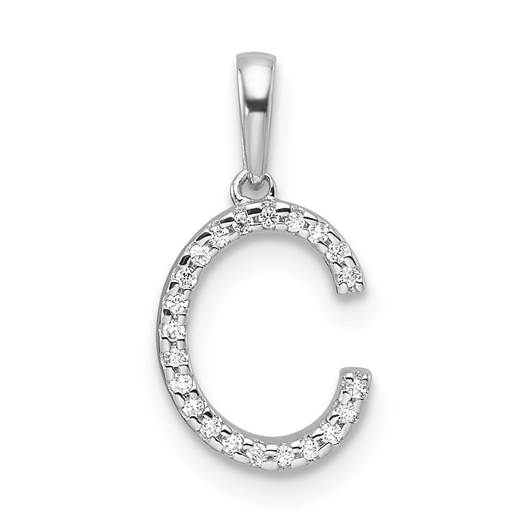 14K White Gold Letter C Diamond Initial Pendant
