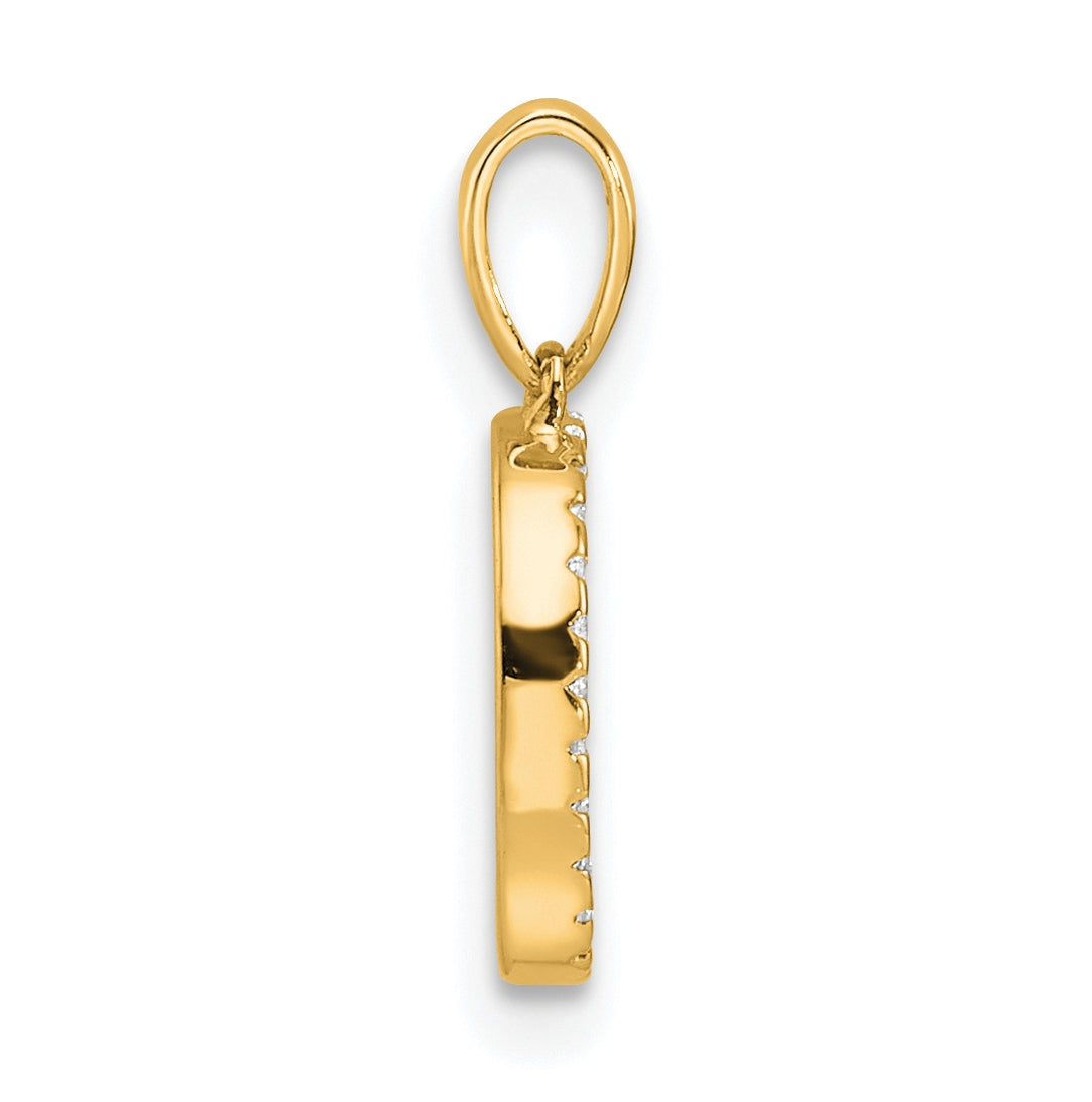 10K Yellow Gold Letter D Diamond Initial Pendant