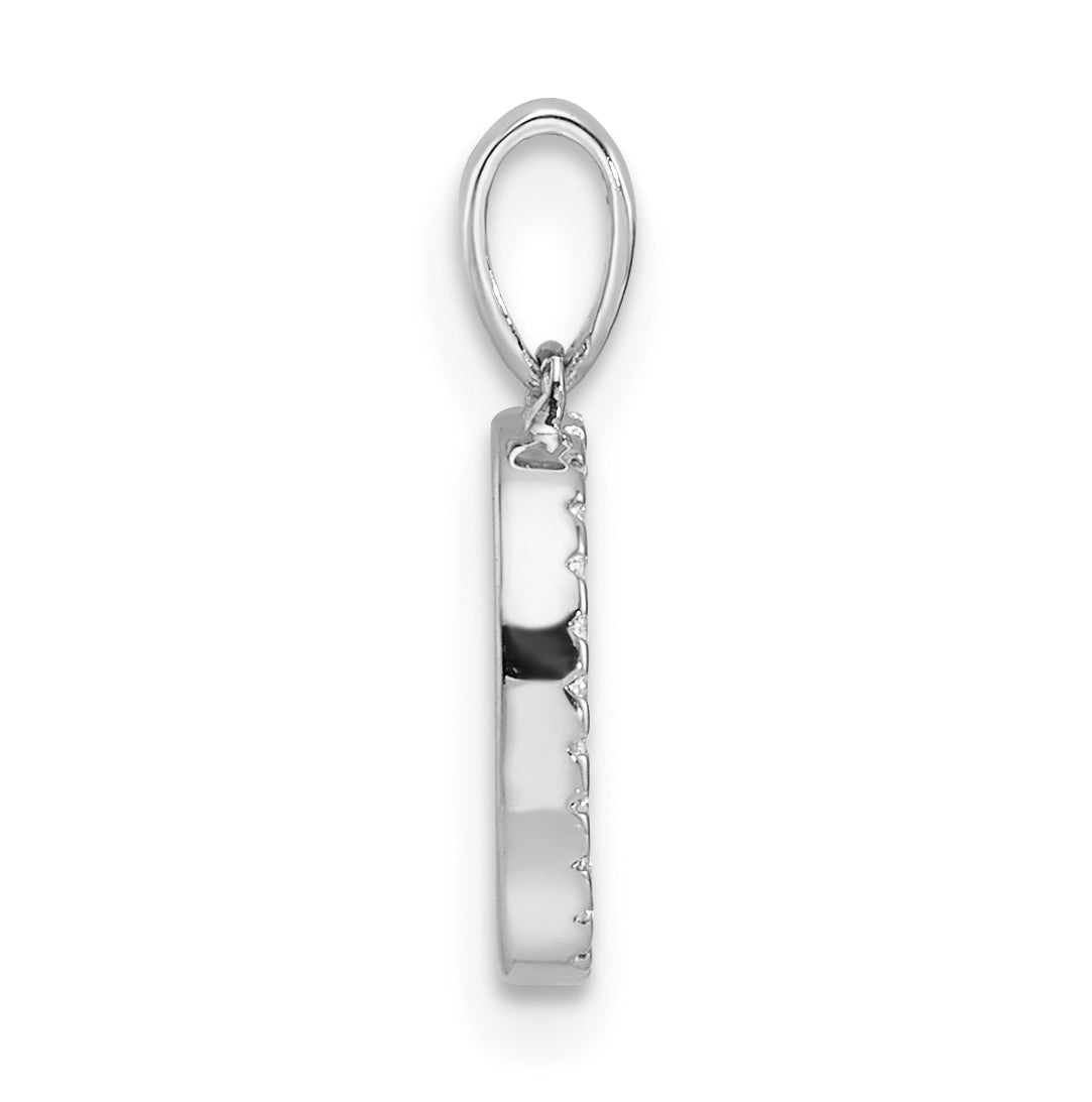 14K White Gold Letter D Diamond Initial Pendant