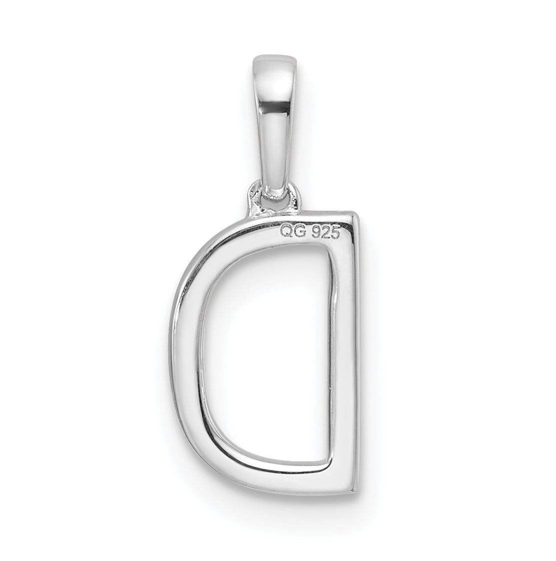 14K White Gold Letter D Diamond Initial Pendant