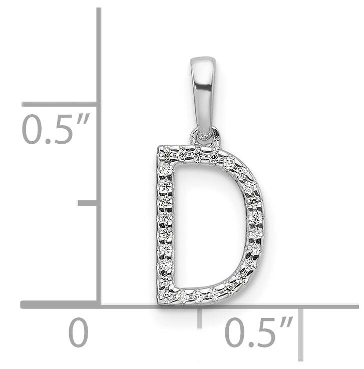 14K White Gold Letter D Diamond Initial Pendant