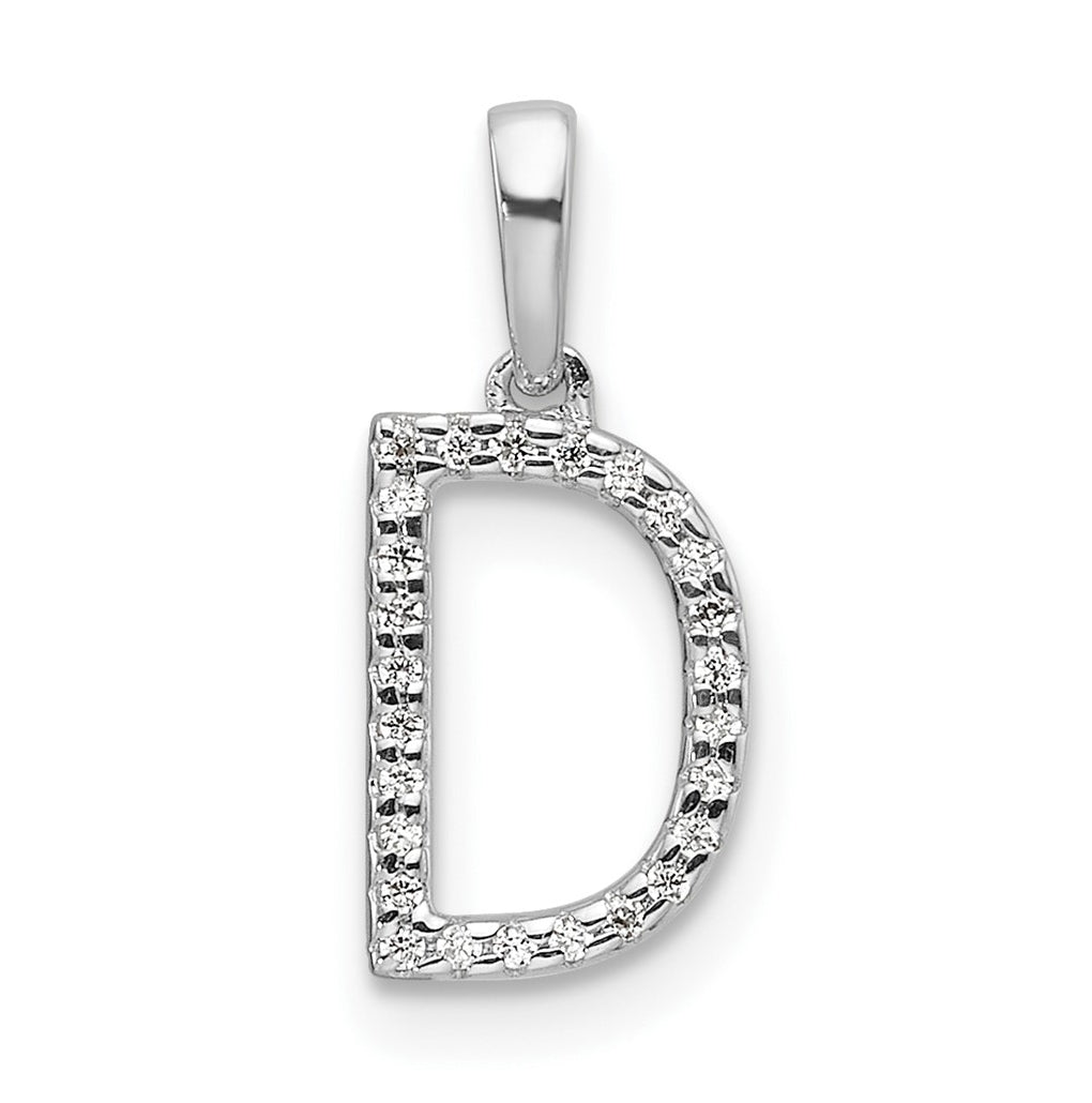 14K White Gold Letter D Diamond Initial Pendant