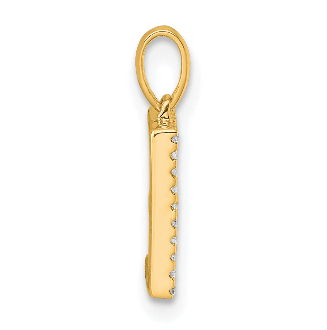 10K Yellow Gold Letter E Diamond Initial Pendant
