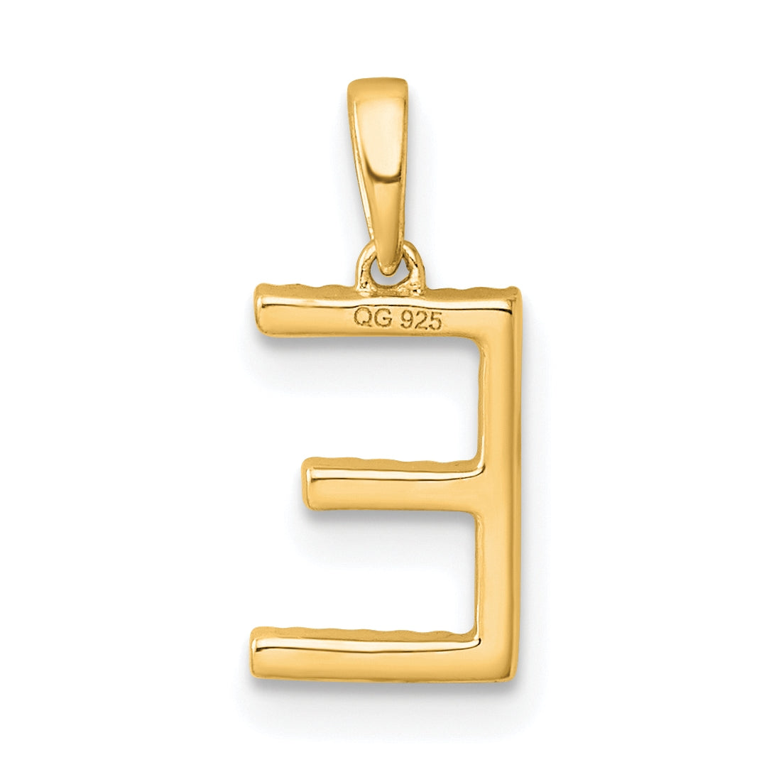 10K Yellow Gold Letter E Diamond Initial Pendant