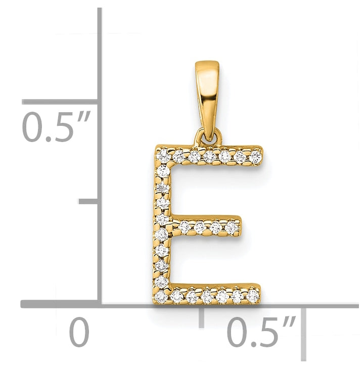 10K Yellow Gold Letter E Diamond Initial Pendant