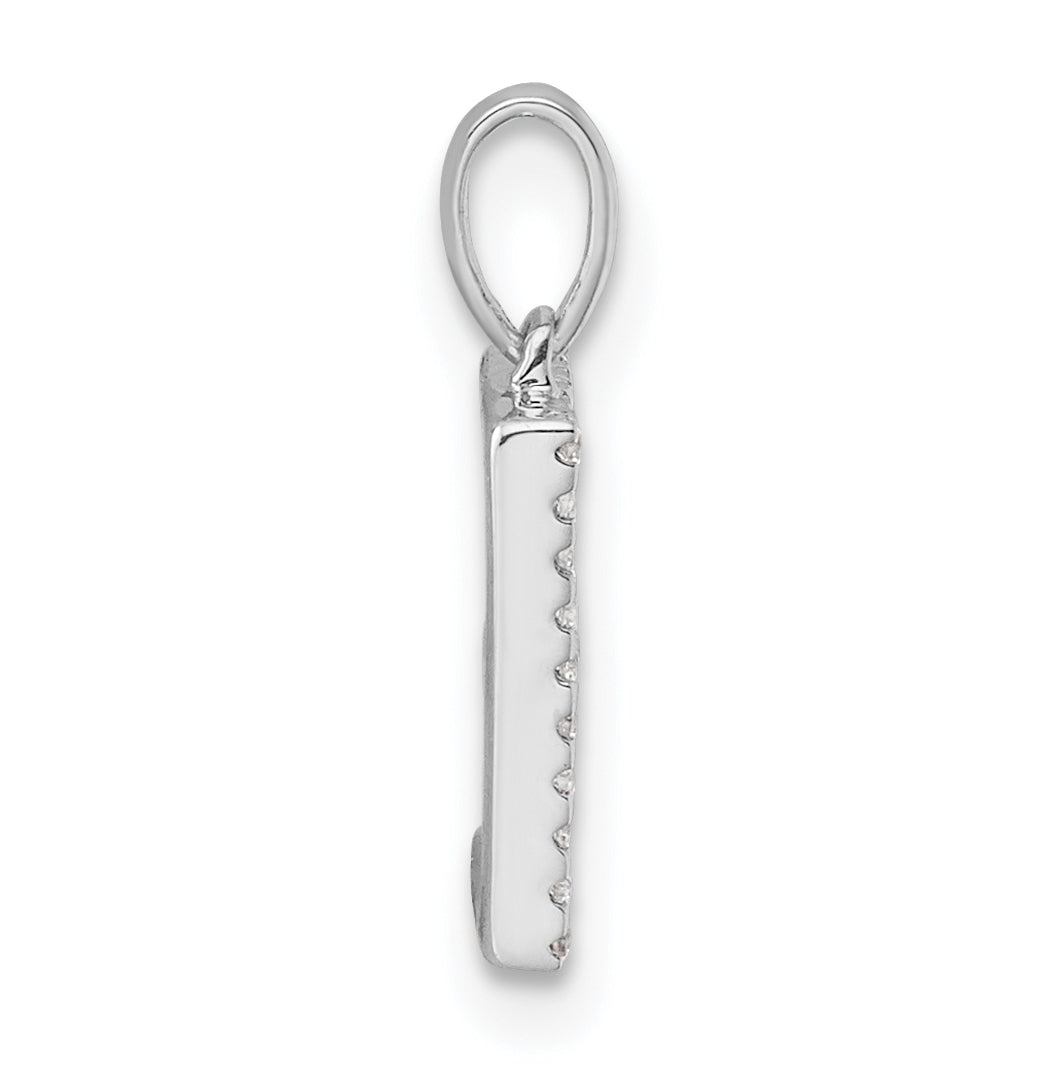 14K White Gold Letter E Diamond Initial Pendant
