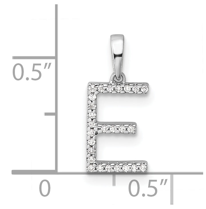 14K White Gold Letter E Diamond Initial Pendant