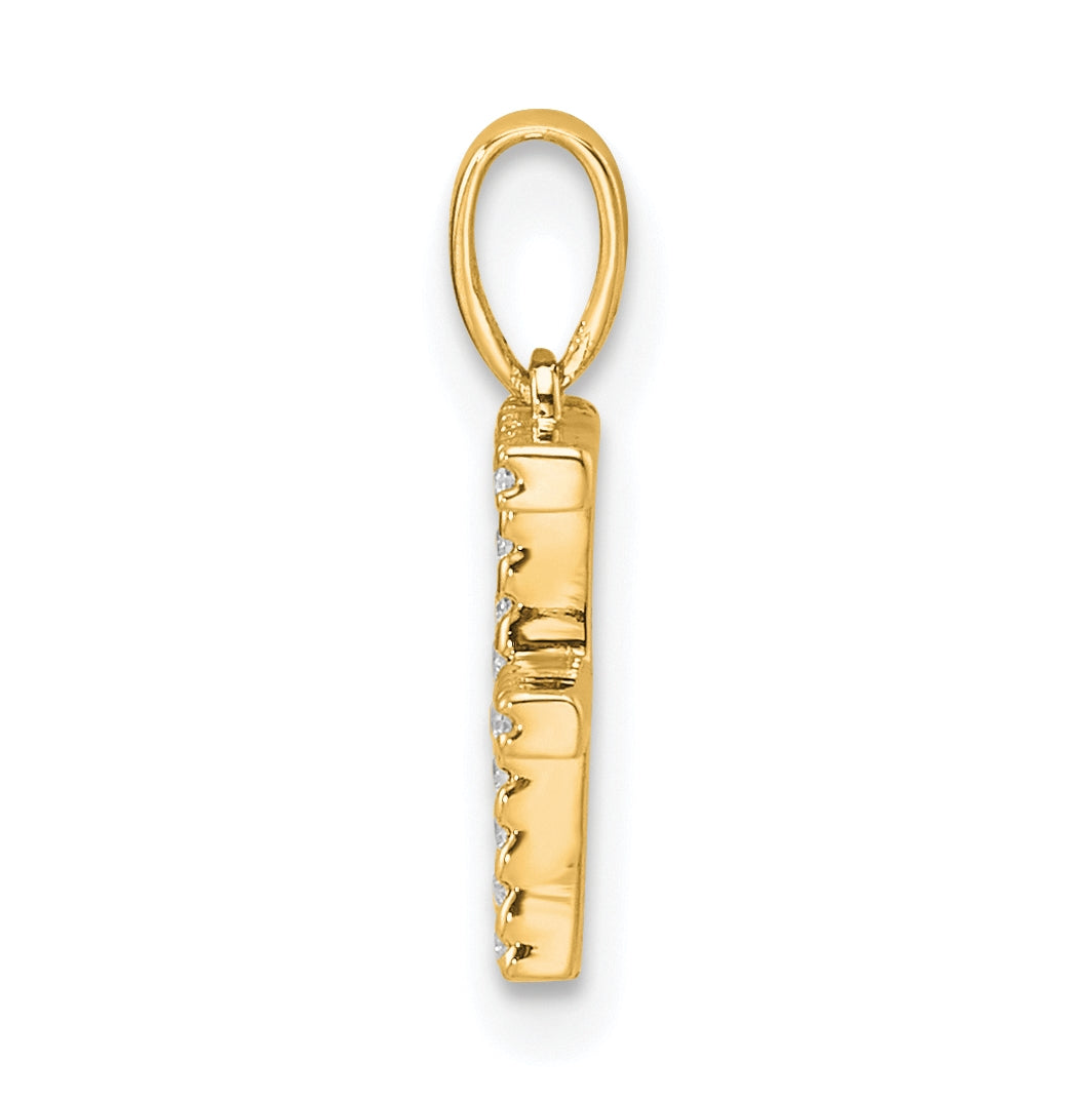 10K Yellow Gold Letter F Diamond Initial Pendant