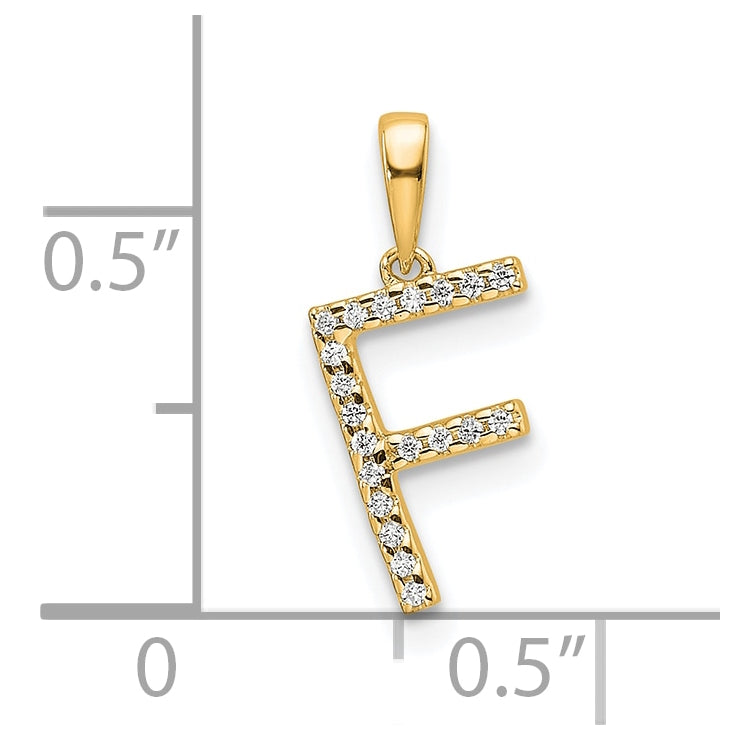 10K Yellow Gold Letter F Diamond Initial Pendant
