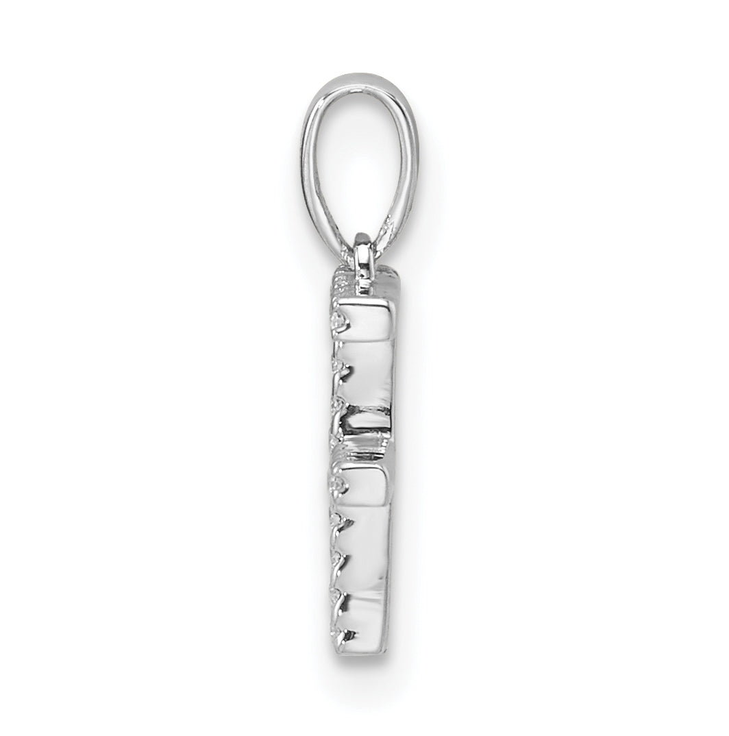 14K White Gold Letter F Diamond Initial Pendant