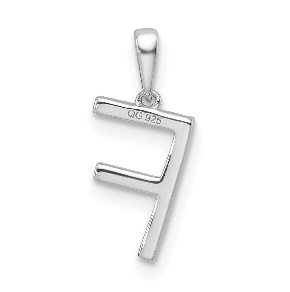 14K White Gold Letter F Diamond Initial Pendant
