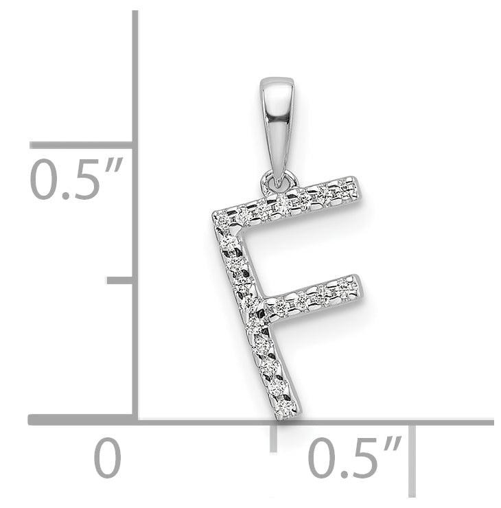 14K White Gold Letter F Diamond Initial Pendant