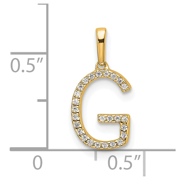 10K Yellow Gold Letter G Diamond Initial Pendant