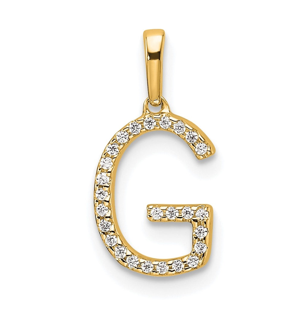10K Yellow Gold Letter G Diamond Initial Pendant