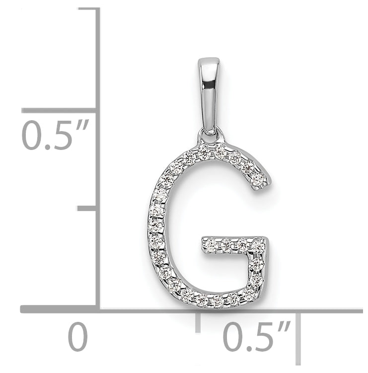 14K White Gold Letter G Diamond Initial Pendant