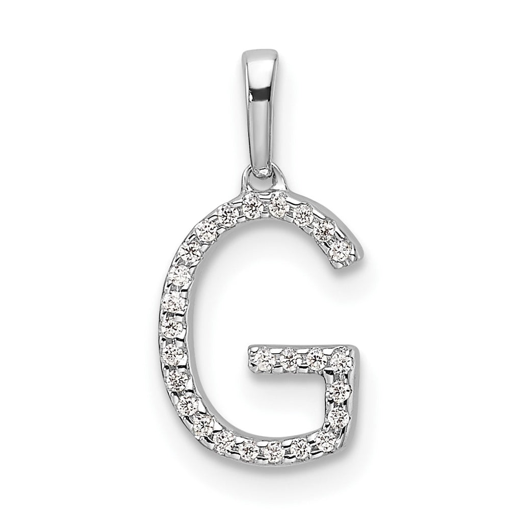 14K White Gold Letter G Diamond Initial Pendant