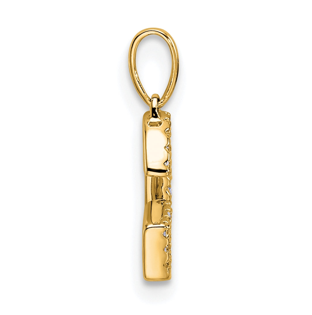 14K Yellow Gold Letter G Diamond Initial Pendant