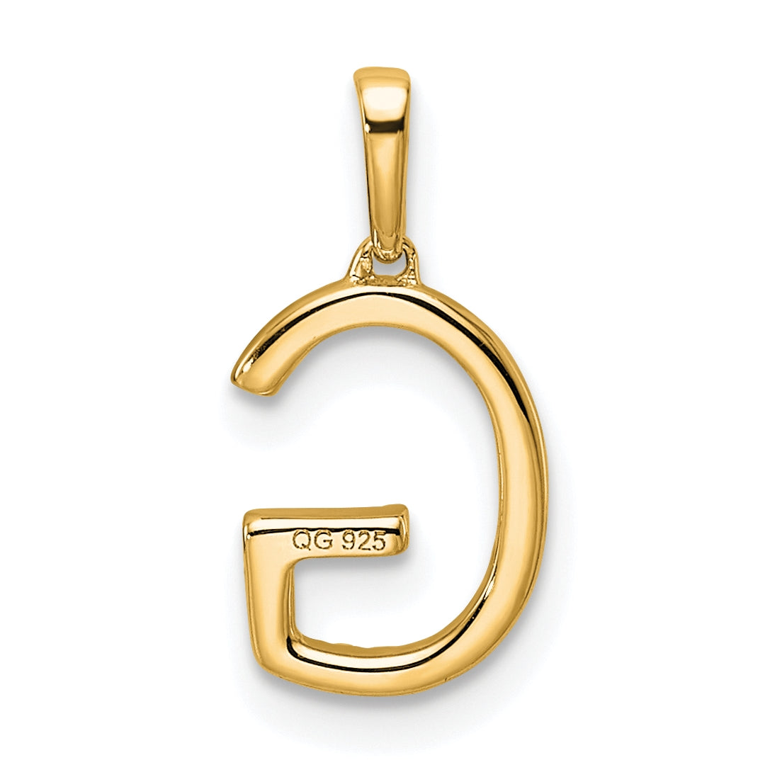14K Yellow Gold Letter G Diamond Initial Pendant