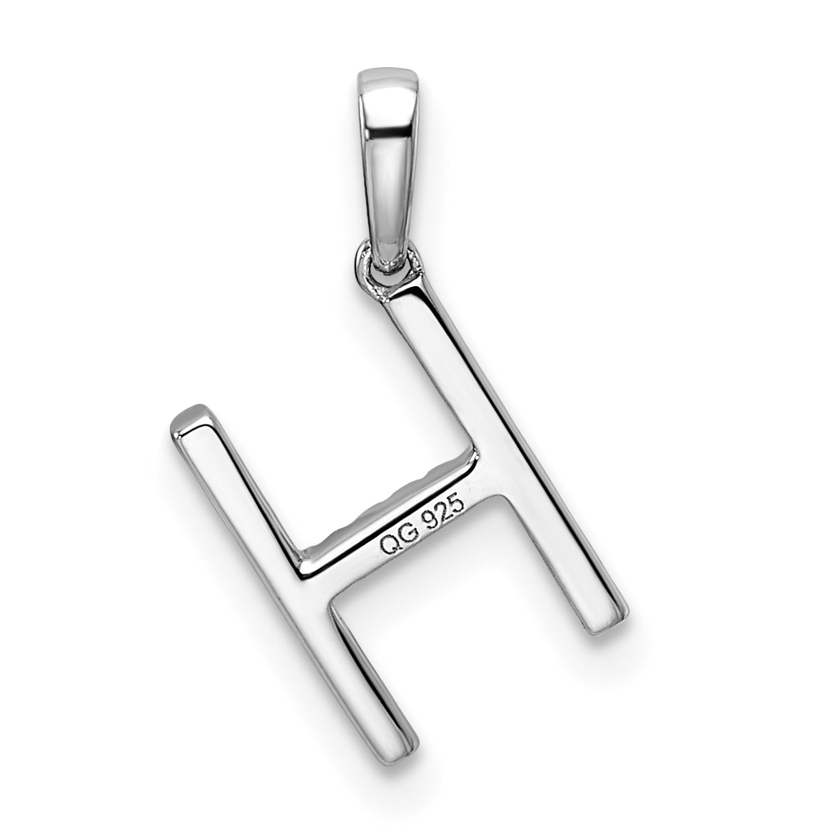 14K White Gold Letter H Diamond Initial Pendant