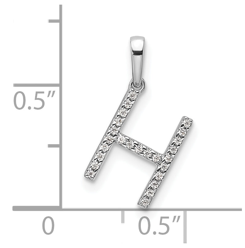14K White Gold Letter H Diamond Initial Pendant