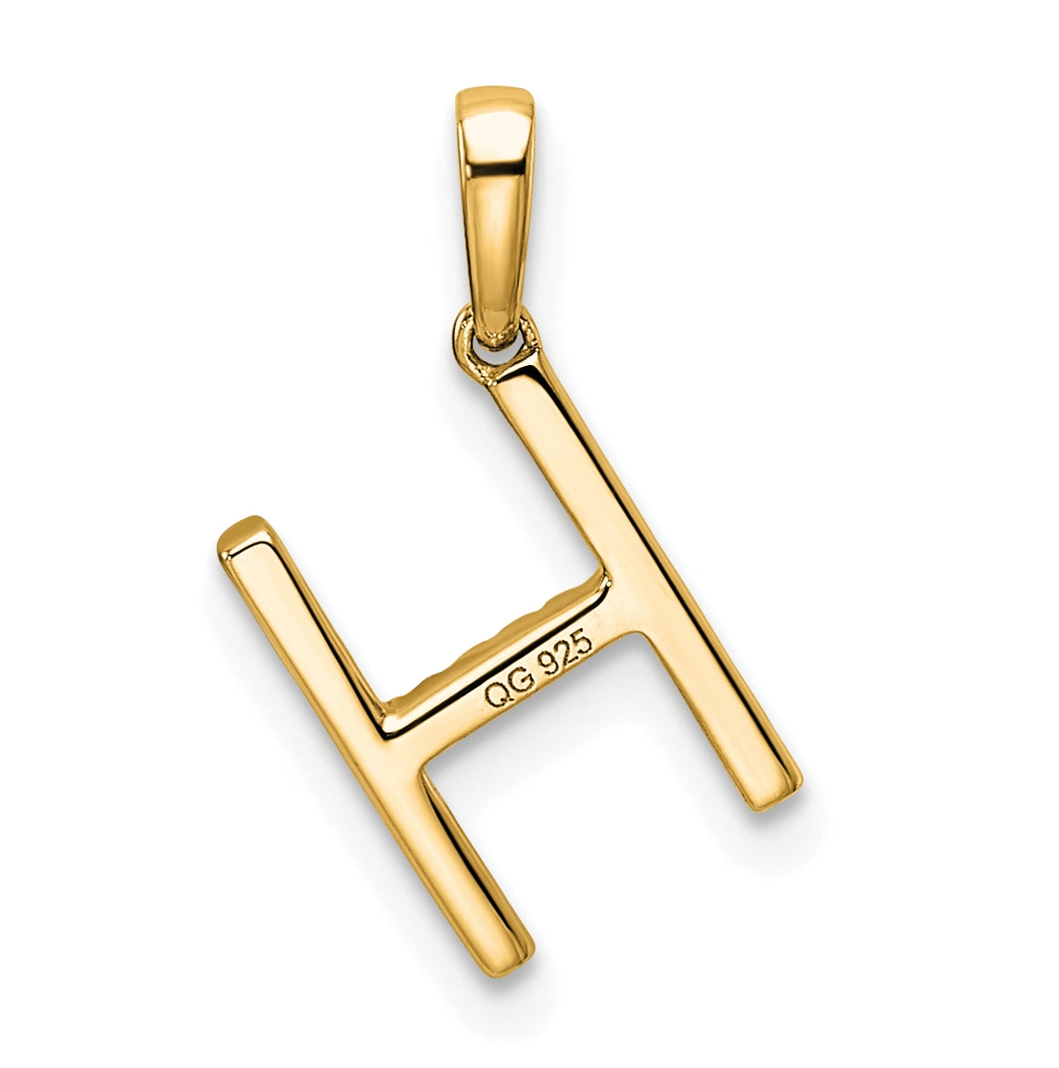 14K Yellow Gold Letter H Diamond Initial Pendant