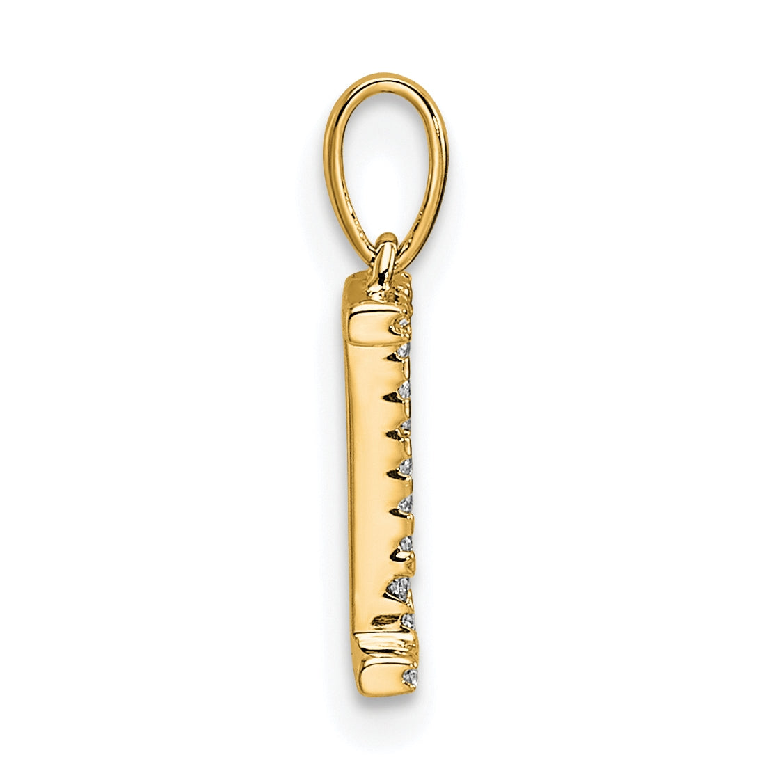 10K Yellow Gold Letter I Diamond Initial Pendant