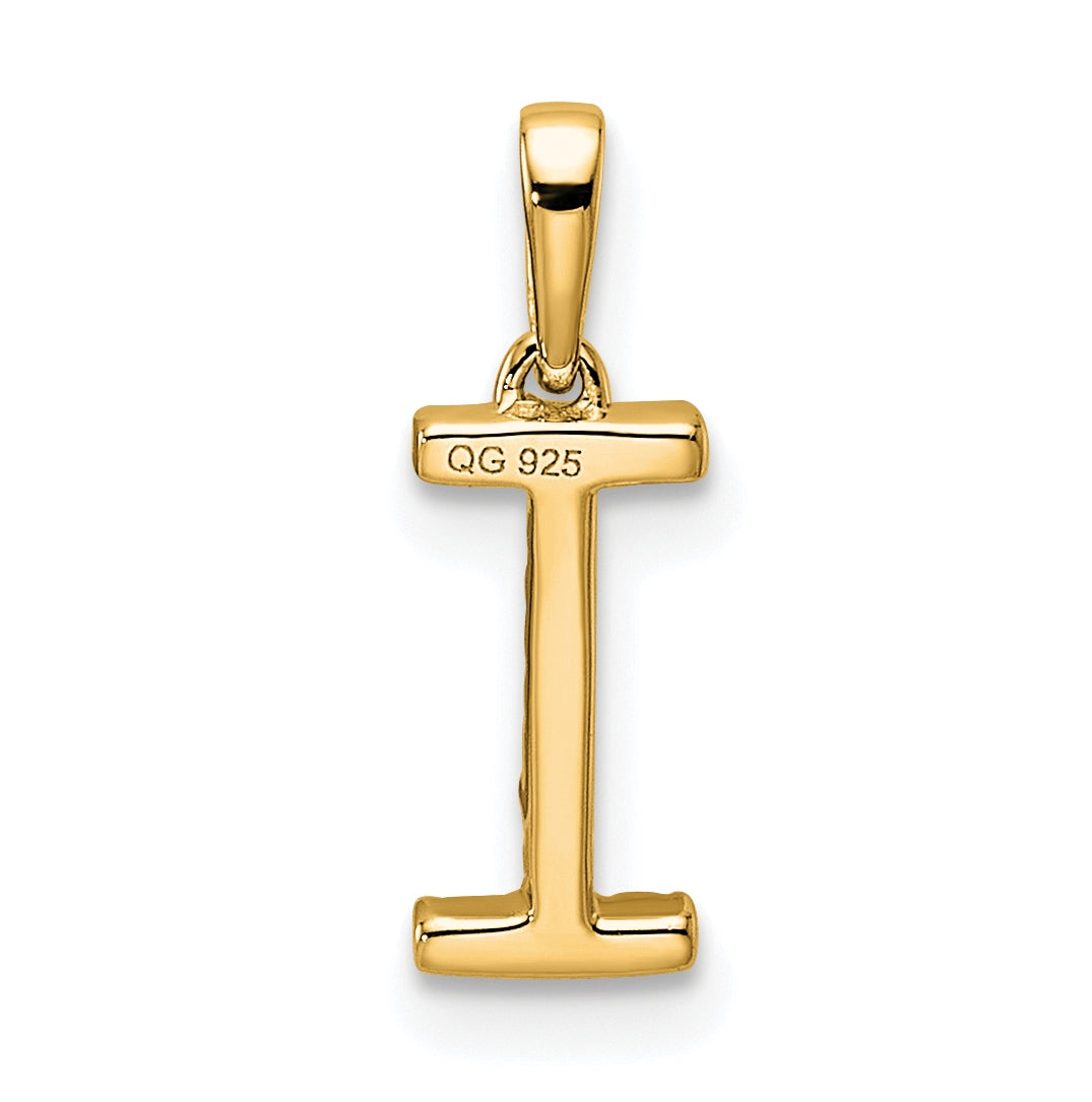 10K Yellow Gold Letter I Diamond Initial Pendant