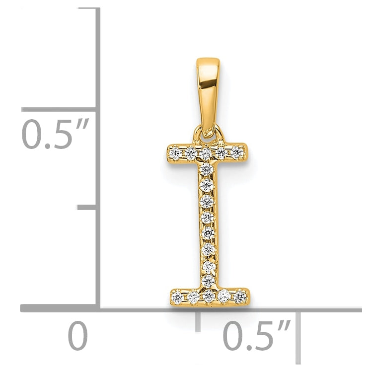 10K Yellow Gold Letter I Diamond Initial Pendant