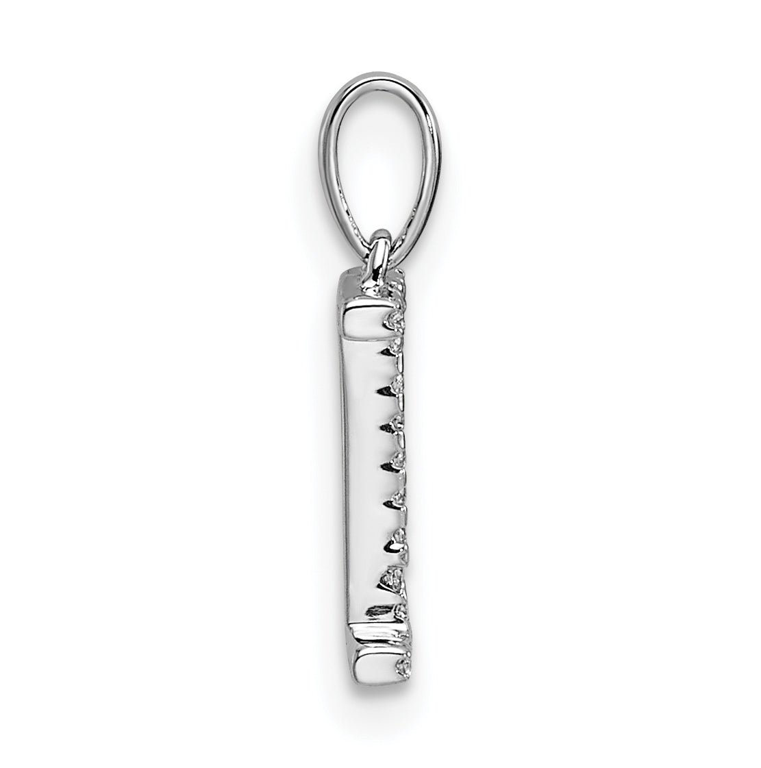 14K White Gold Letter I Diamond Initial Pendant