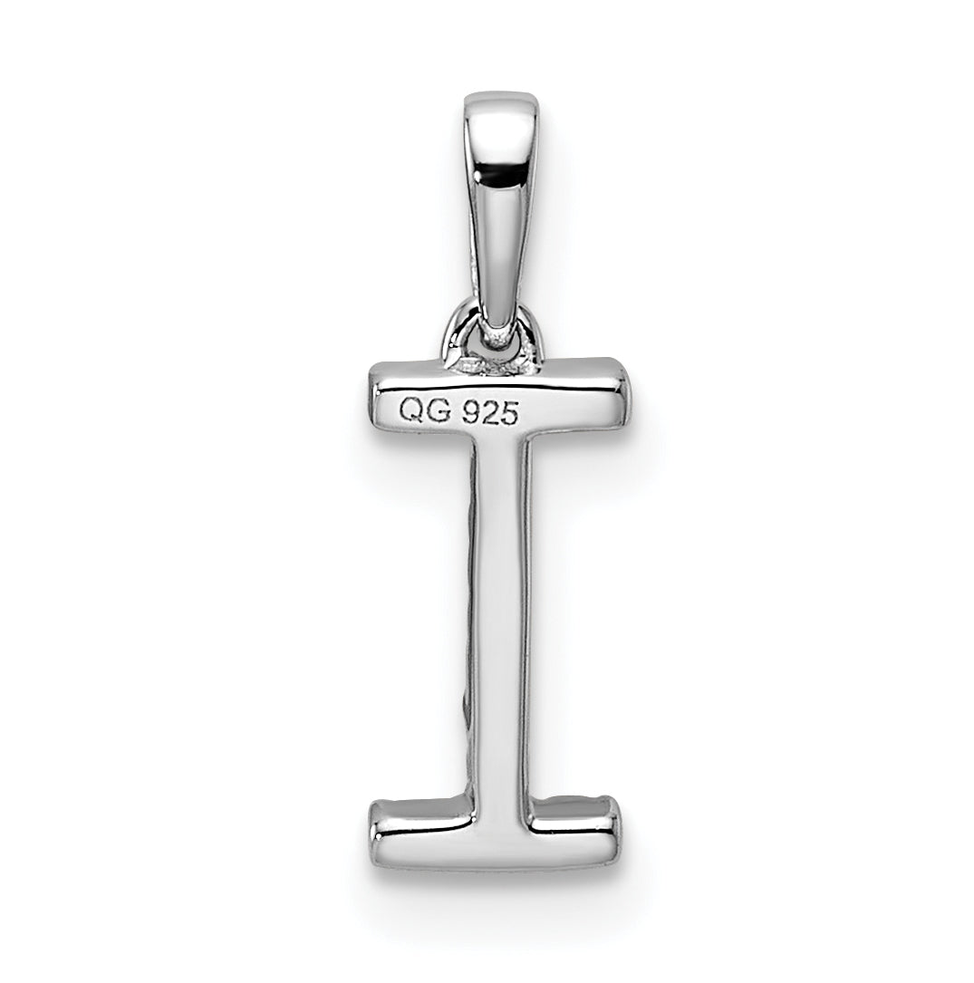 14K White Gold Letter I Diamond Initial Pendant