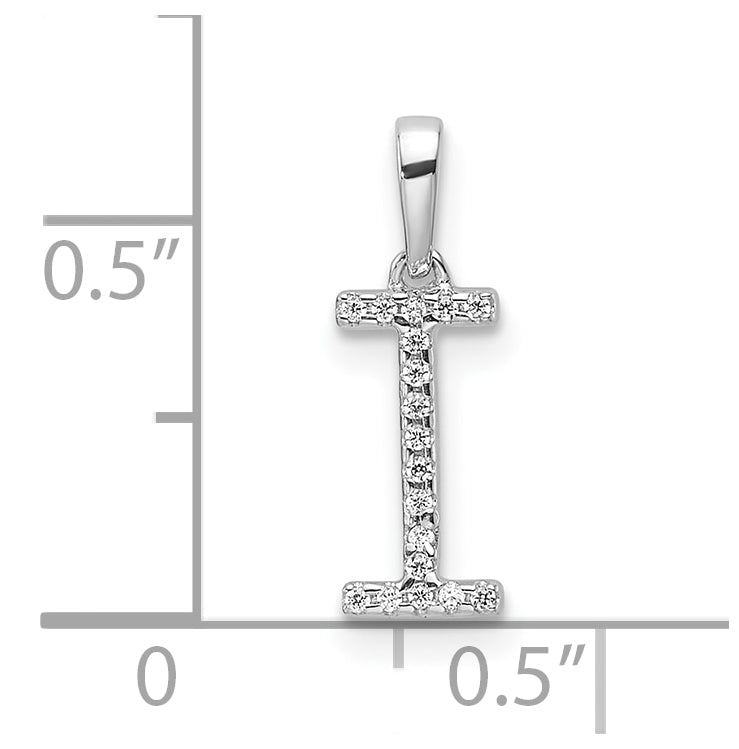 14K White Gold Letter I Diamond Initial Pendant