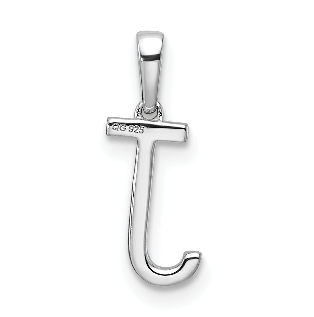 14K White Gold Letter J Diamond Initial Pendant