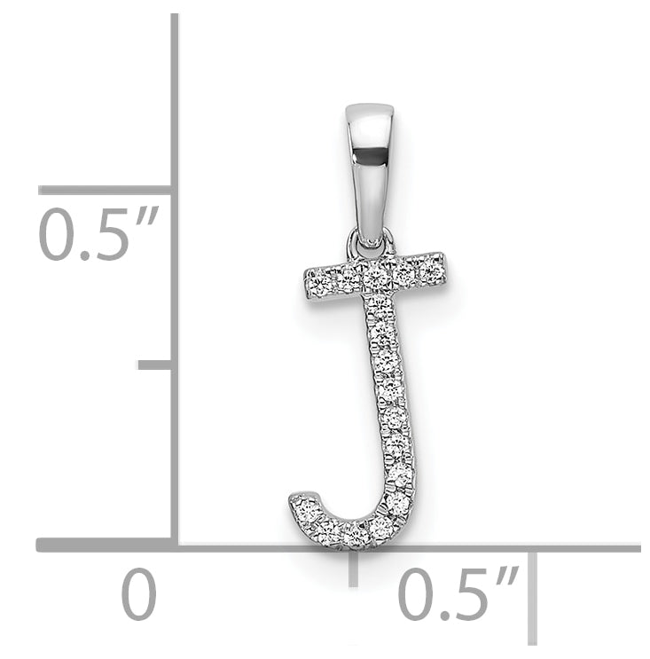 14K White Gold Letter J Diamond Initial Pendant