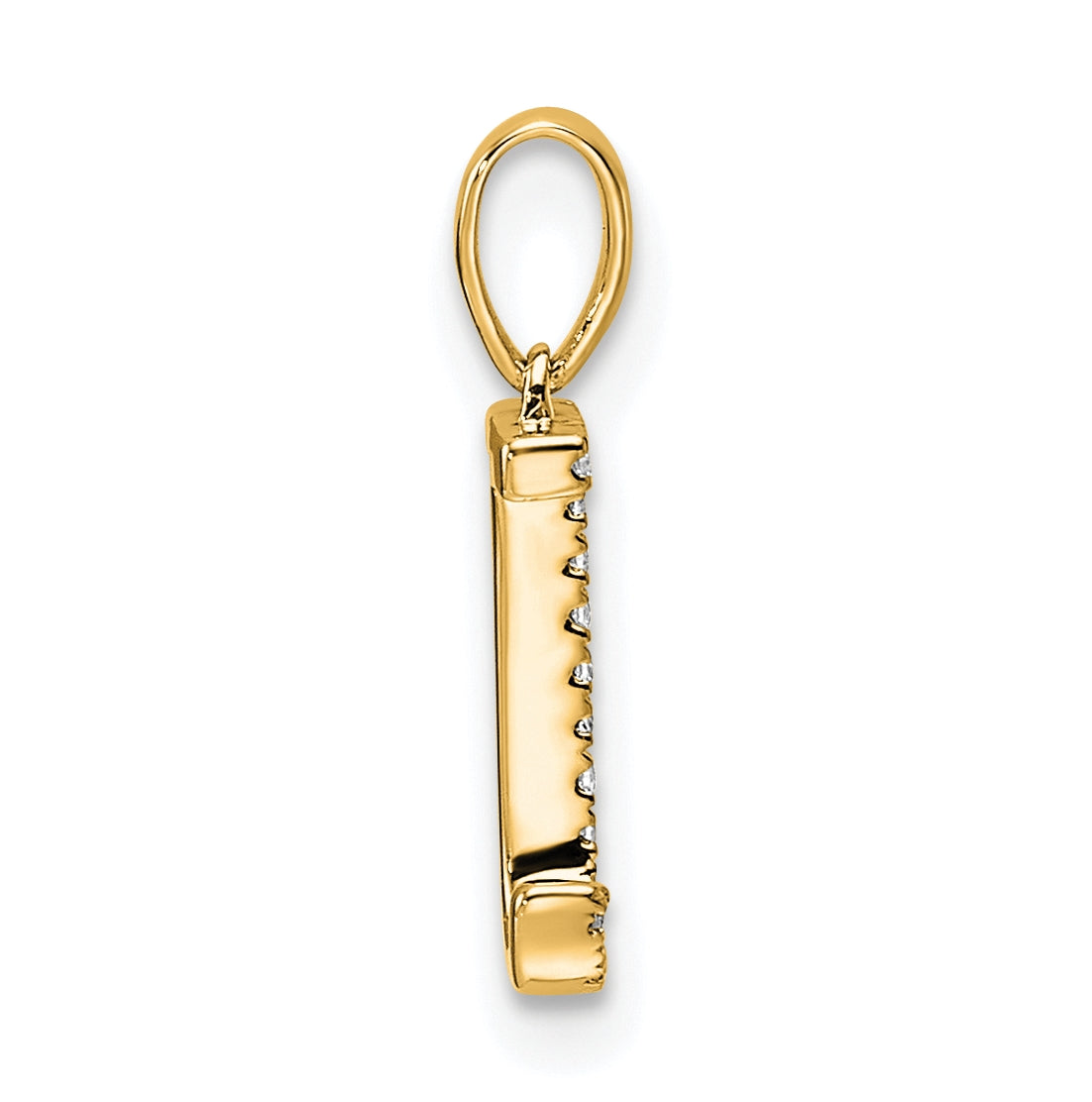 14K Yellow Gold Letter J Diamond Initial Pendant