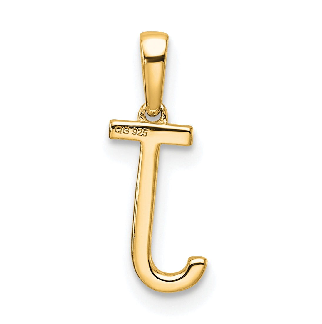 14K Yellow Gold Letter J Diamond Initial Pendant