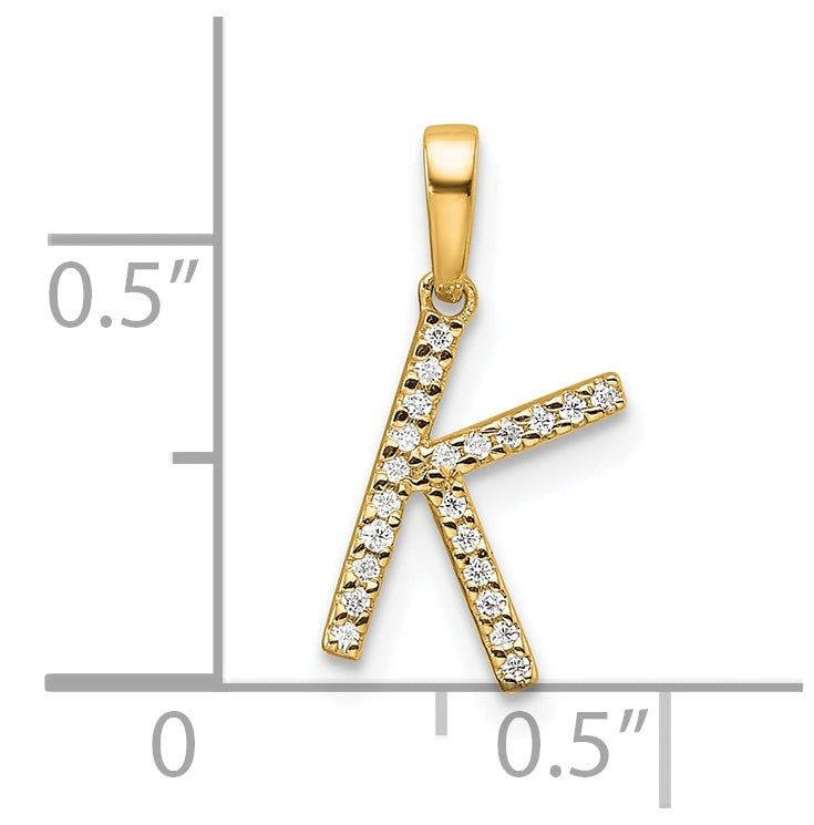 10K Yellow Gold Letter K Diamond Initial Pendant