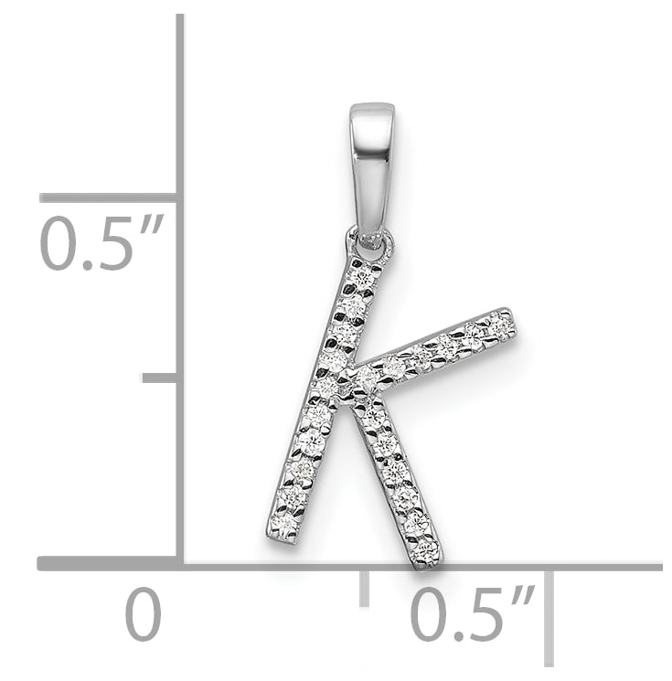 14K White Gold Letter K Diamond Initial Pendant