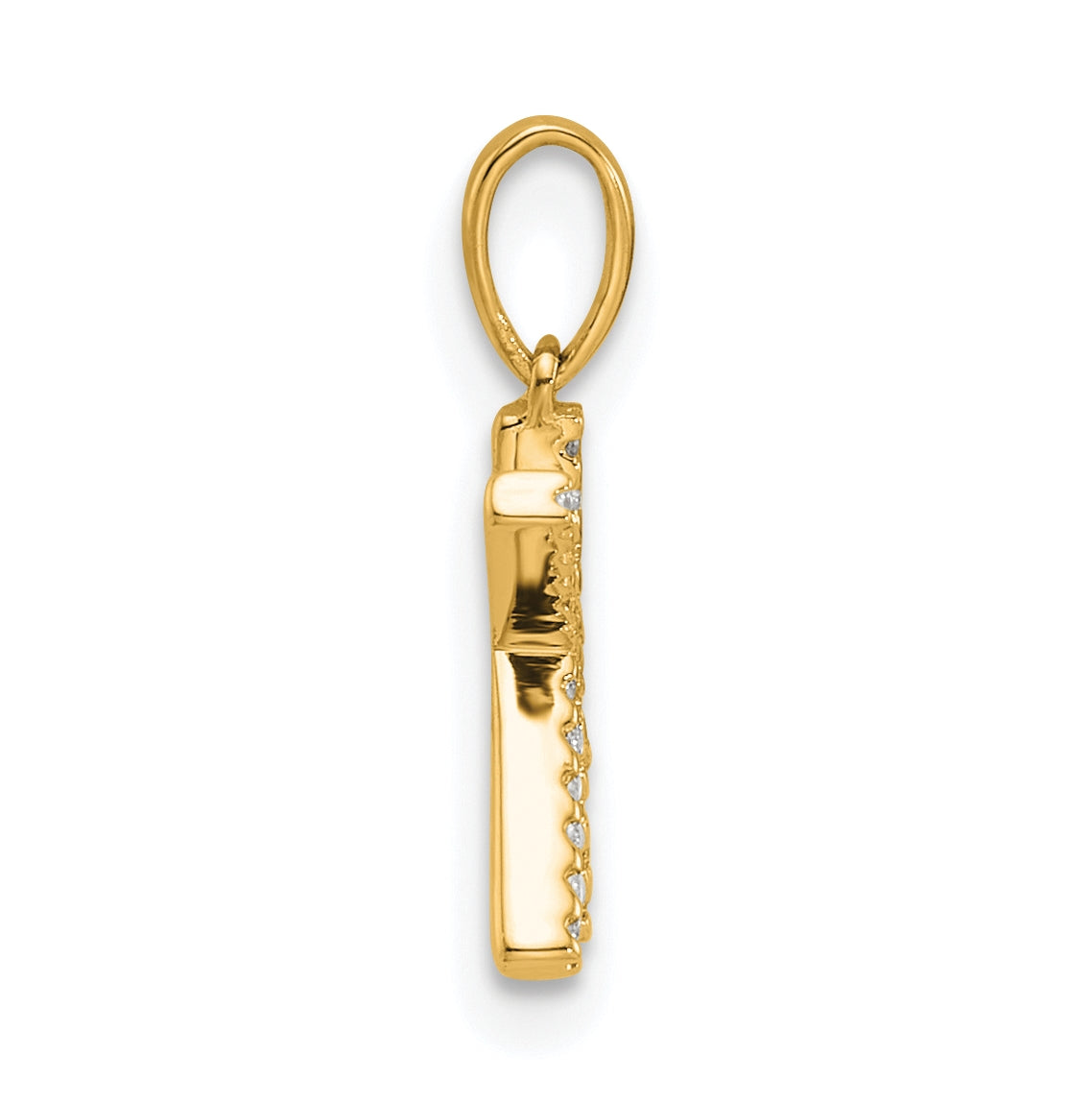 14K Yellow Gold Letter K Diamond Initial Pendant