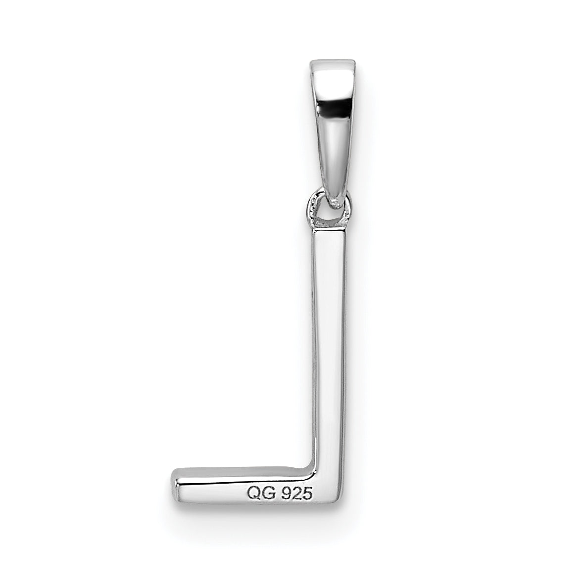 14K White Gold Letter L Diamond Initial Pendant