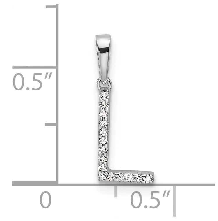 14K White Gold Letter L Diamond Initial Pendant