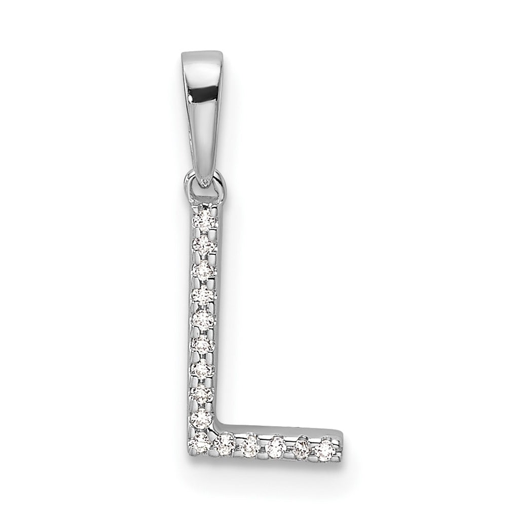 14K White Gold Letter L Diamond Initial Pendant