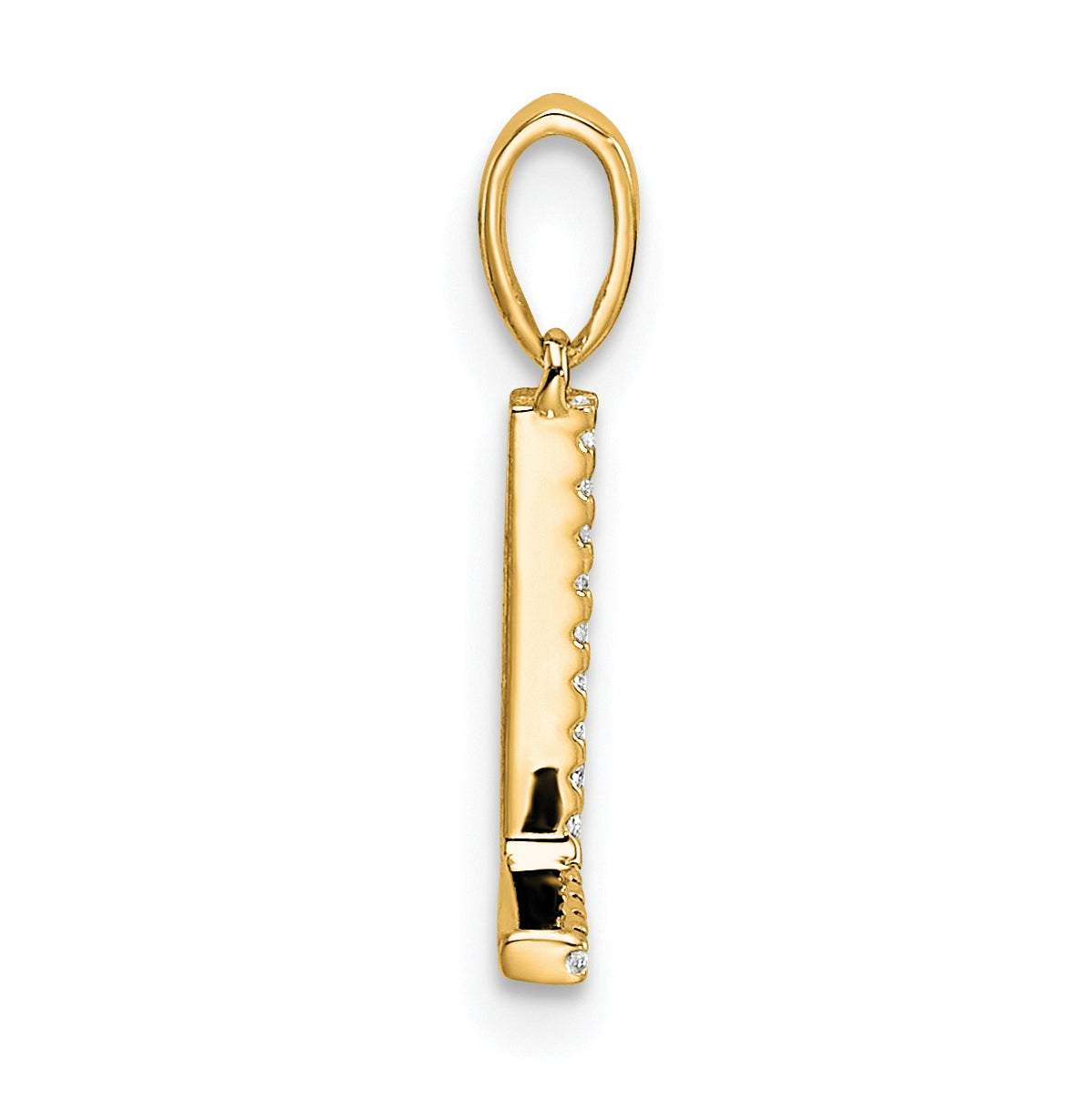 14K Yellow Gold Letter L Diamond Initial Pendant
