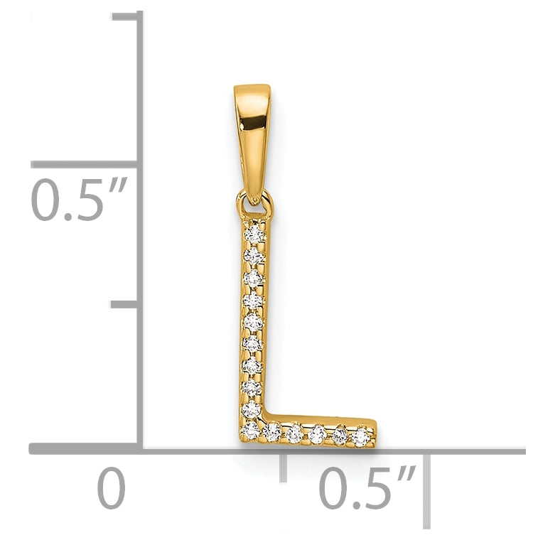 14K Yellow Gold Letter L Diamond Initial Pendant