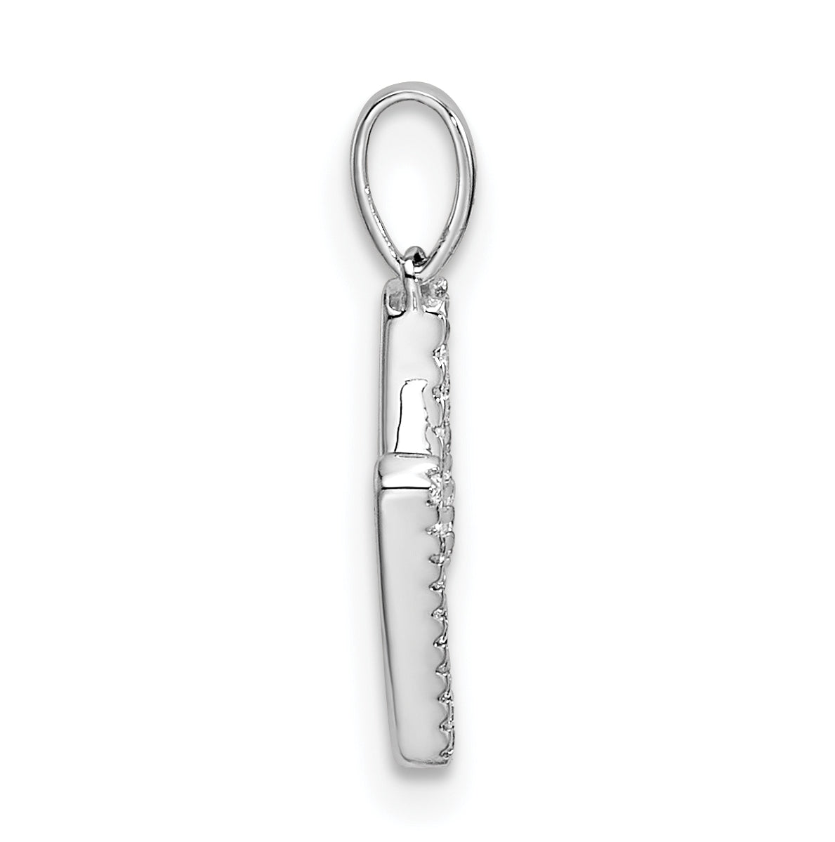 14K White Gold Letter M Diamond Initial Pendant