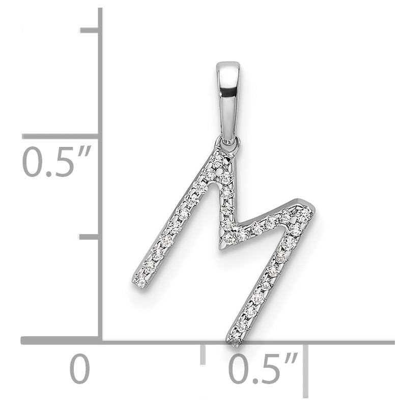 14K White Gold Letter M Diamond Initial Pendant